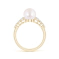 thumbnail image 2 of Angara Japanese Akoya Cultured Pearl Ring with Graduated Diamonds in 14K Yellow Gold for Women | June Birthstone Jewelry for Her, 2 of 8