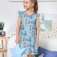 thumbnail image 4 of Balery Cartoon Rocket With Space Camisón de princesa para niñas, pijama de algodón con mangas abullonadas, suave y bonito.-Medium, 4 of 6