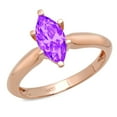 thumbnail image 3 of 1.5 ct Marquise Cut Natural Amethyst Solitaire 14K Rose Gold Womens Engagement Ring, 3 of 6