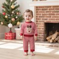 thumbnail image 7 of Kids Girls 2 Piece Outfits Baby Knit Outfit Winter Two Piece With Deer Embroidery Hoodie And Striped Pants Fall Tracksuit 18-24 Months, 7 of 7