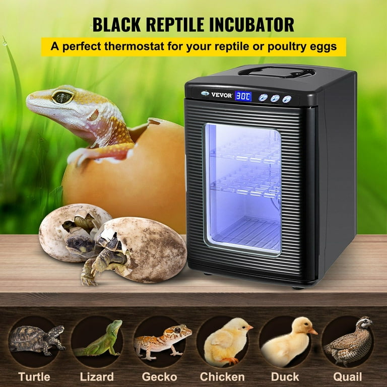 Black 25L Reptile Egg Incubator - Digital Cooling & Heating (5-60