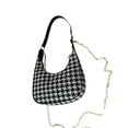 thumbnail image 2 of Bolso retro de tablero de ajedrez para mujer - Bolso tipo media luna estilo coreano con correa ajustable, cuero vegano y múltiples bolsillos, 2 of 9