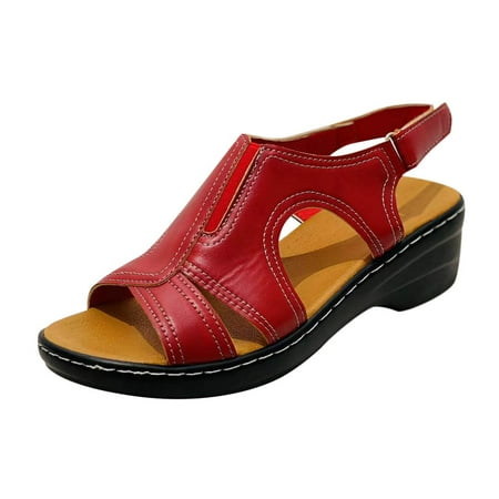 

Siilsaa Corkys Wedges for Women Women s Bohemia Platform Wedge Sandals Flatform Open Toe Slides Stylish Beach Sandals Inspired Red 8