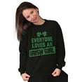 thumbnail image 4 of Cute Saint Patrick's Day Irish Girl Women Crewneck Sweatshirt Brisco Brands X, 4 of 6