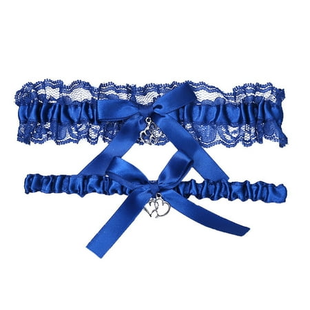 

1Pair Bowknot Lace Garter Fashionable Sexy Thigh Ring Wedding Accessory (Blue)