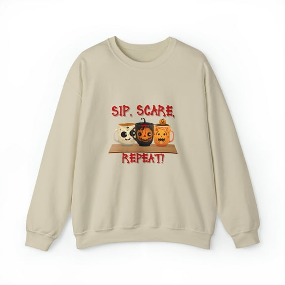 Sip, Scare, Repeat! Coffee Lover Unisex Heavy Blend™ Crewneck Sweatshirt