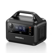 GRECELL Portable Power Station 300W, LiFePO4 Battery, 1.5hrs Fast Charging, 2 up to Peak 600W AC Outlets, Solar Generator for Outdoor Camping Home Use