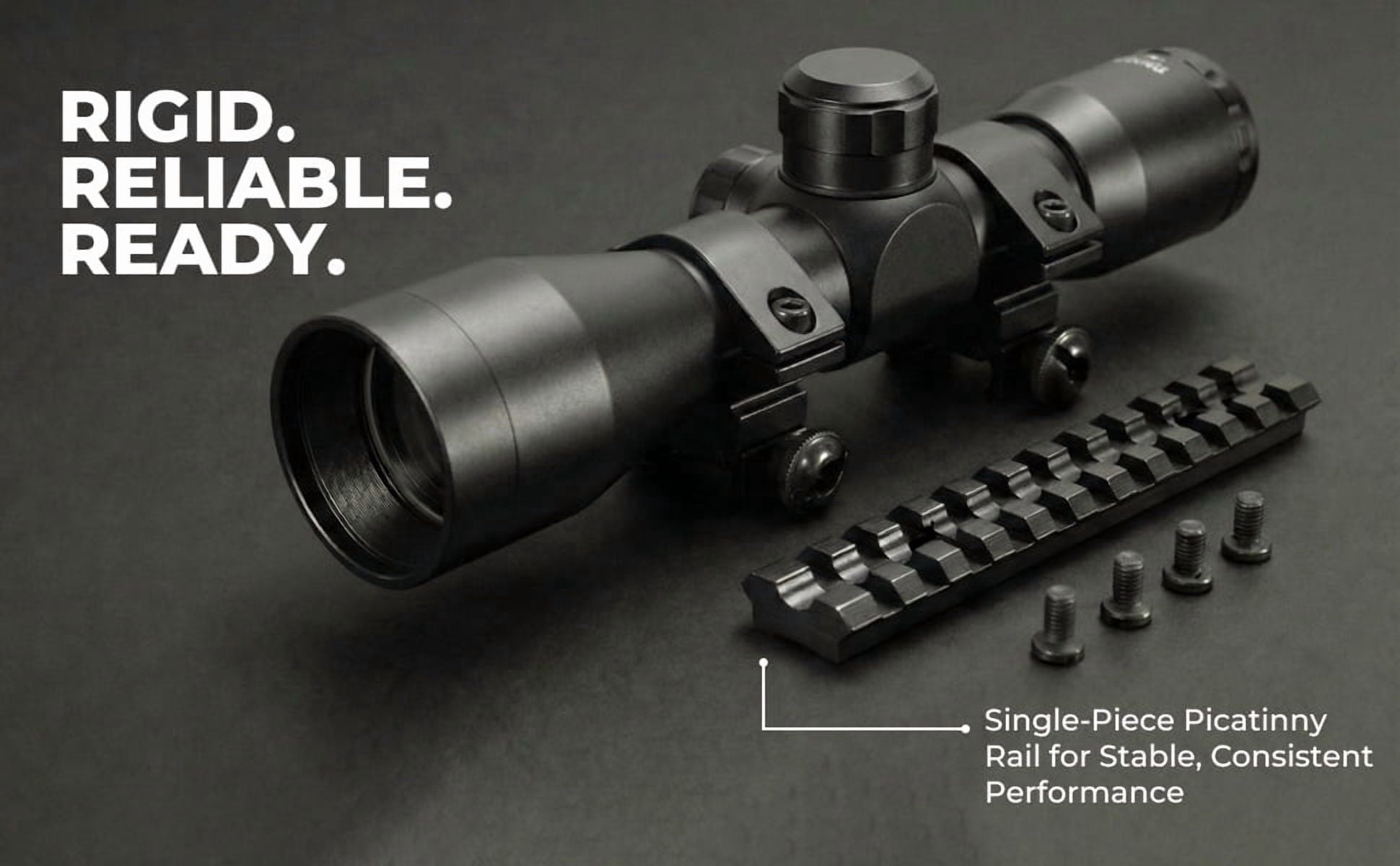 Trinity 4x32 Rifle Scope with Mount & Rings for Ruger 10/22 | Mil-Dot Optic Picatinny Rail Black