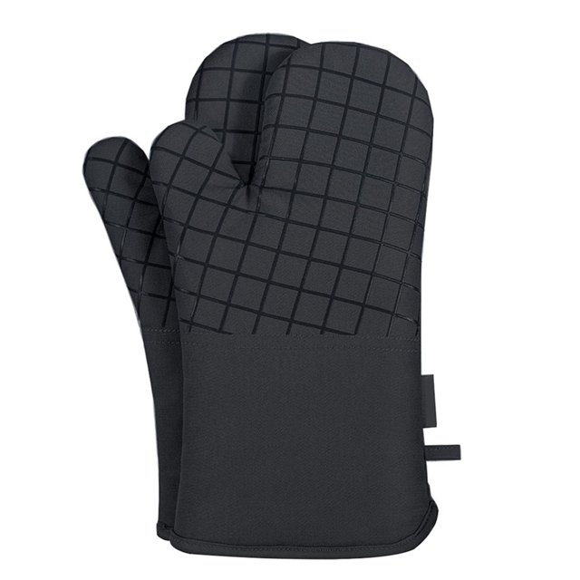 Guantes de horno Mitones Algodón Estera de aislamiento térmico para microondas Toalla de cocina lavable, Negro 6 piezas Jumpingount HA003893-02