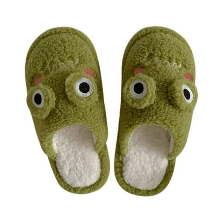 

2021 New Fashion Autumn Winter Cotton Slippers Cartoon Design Home Indoor Slippe Cartoon Design，Plush fashionable cute warm Plush slippers women Green 40-41