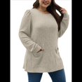 thumbnail image 3 of Camisas de Larga para Mujer Suéteres Largos con Bolsillos Tops Tipo Túnica Corte Holgado Albaricoque XXL, 3 of 8