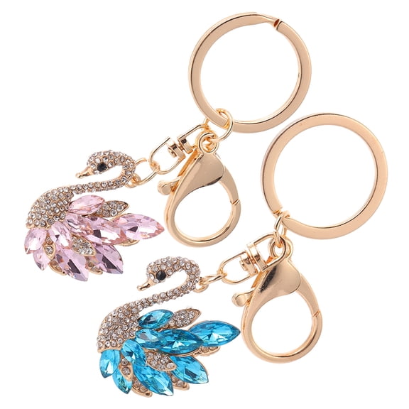 unbranded 2 Pcs Keychain Bag Accessories Ring Rhinestone Rings Goodie Bags