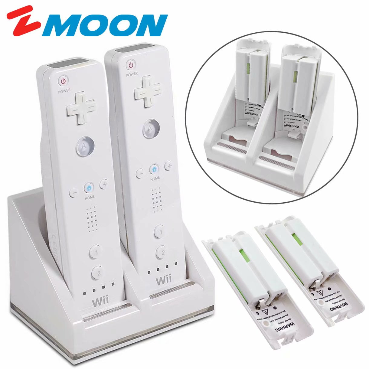 2800mAh Battery For Wii /Wii U Remote Controller Replacement 4 Batteries + Charging Dock Charger Charging Dock Station