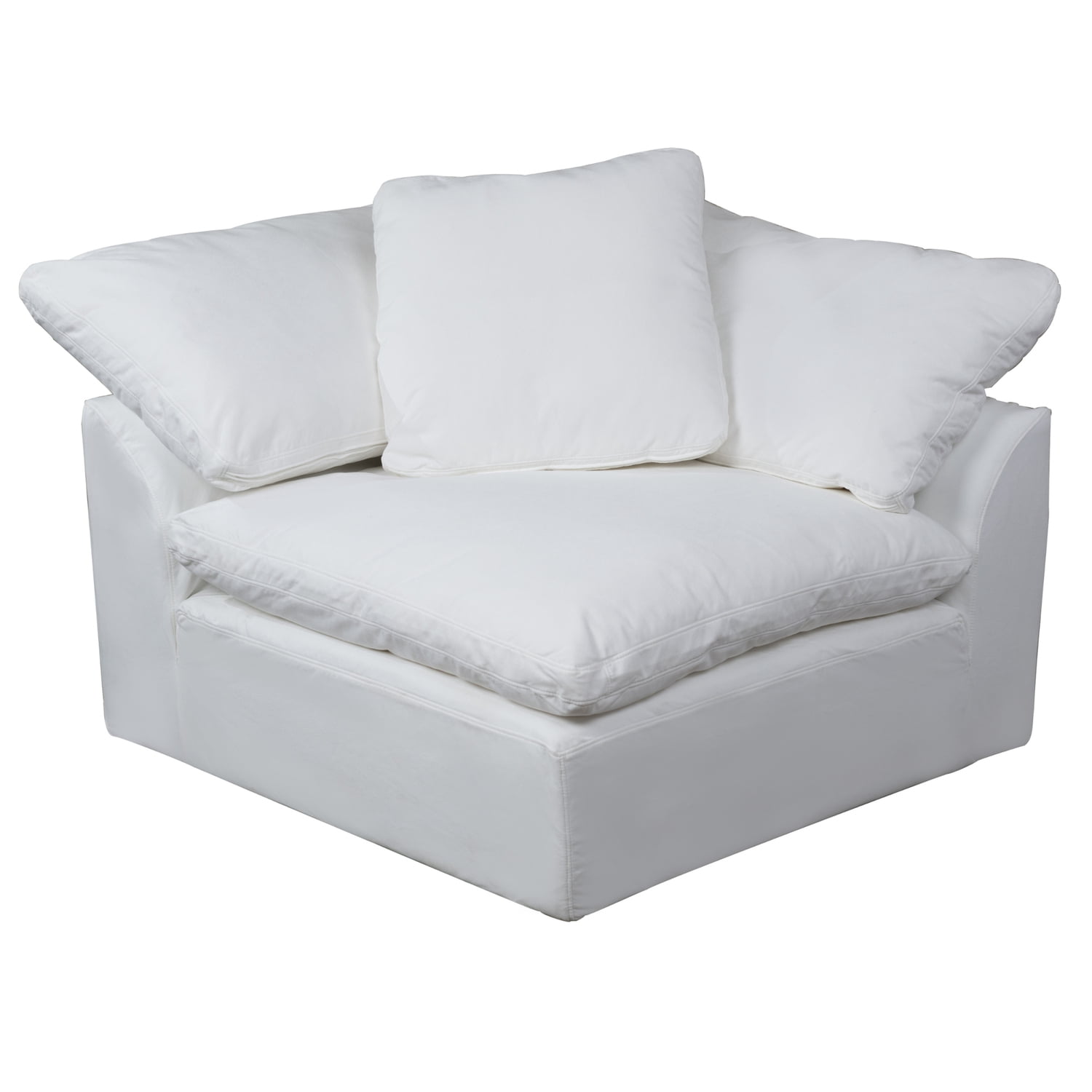 Sunset Trading Puff 5-Piece L-Shape Fabric Slipcover Sectional in White