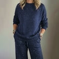 thumbnail image 6 of Women's Solid Color Sequin Set, 2 Piece Sparkly Sweatshirt and Pants Outfit, Lounge Wear Coordinated Set, Shiny Jogger Set, Casual Matching Set, Comfortable Two-Piece Ensemble Navy, 6 of 9