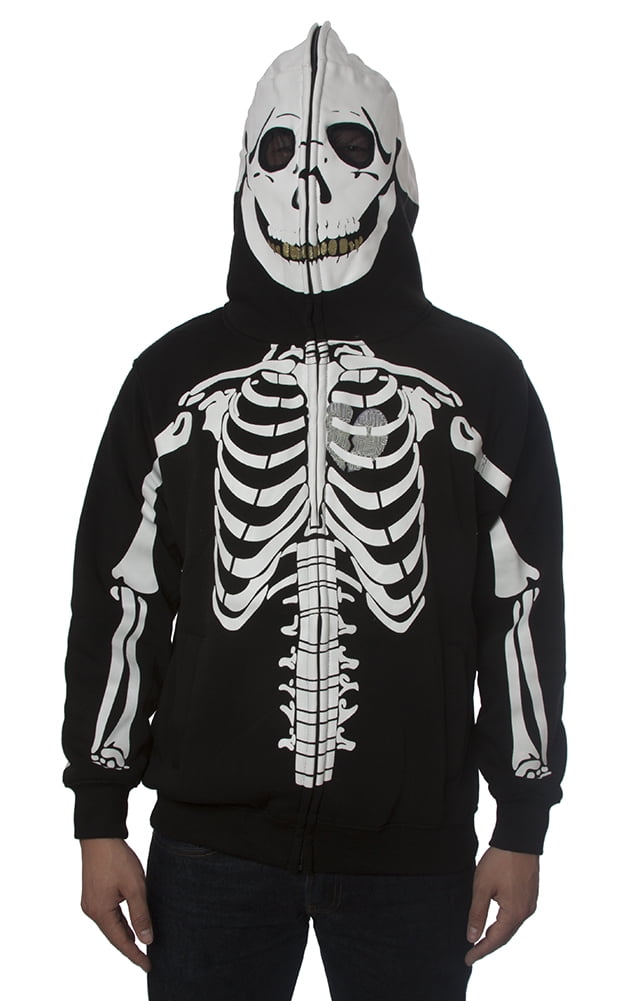 Mens skeleton zip up hoodie Clearance