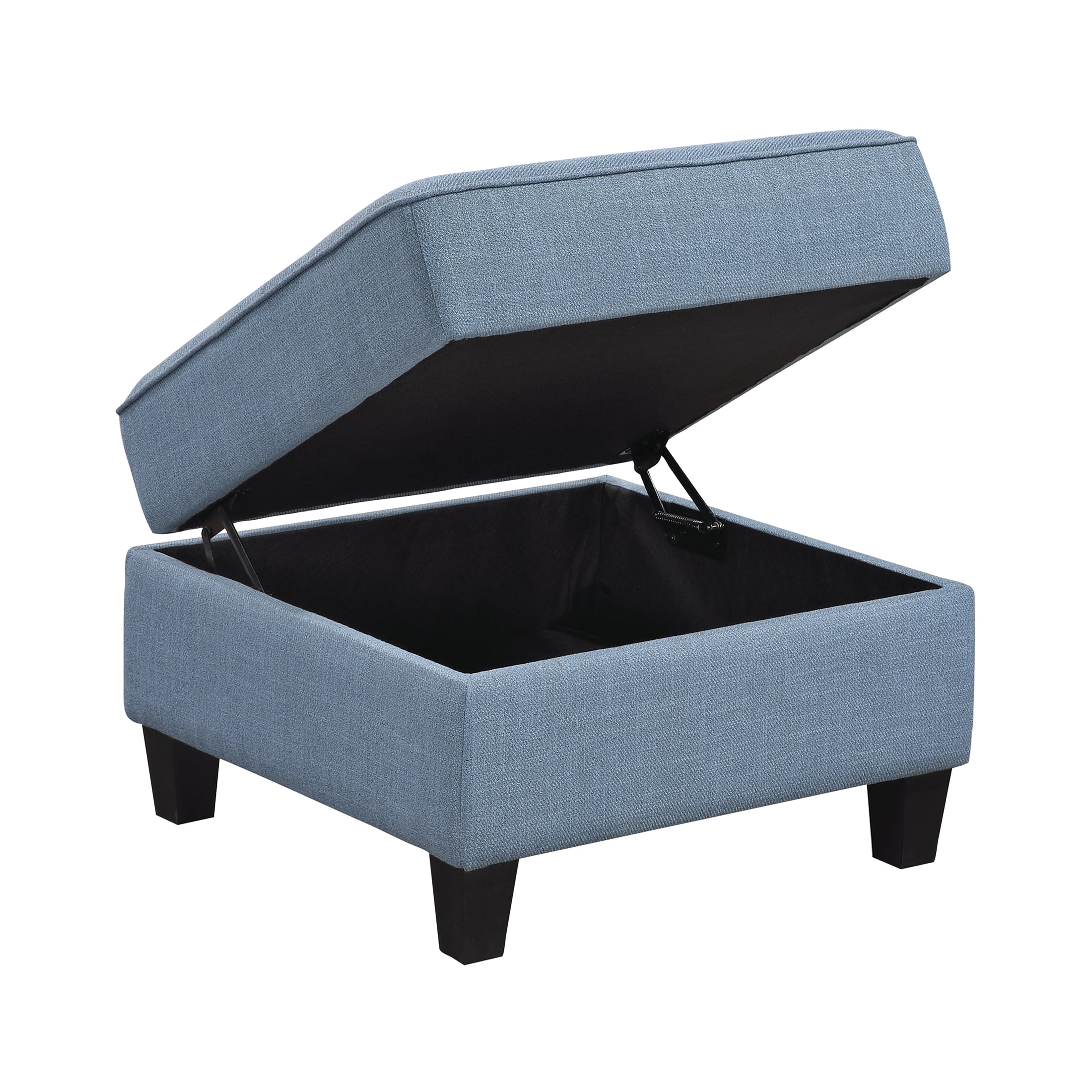 OakvillePark Silvercross Textured Fabric Button Tufted Ottoman with Storage, Blue