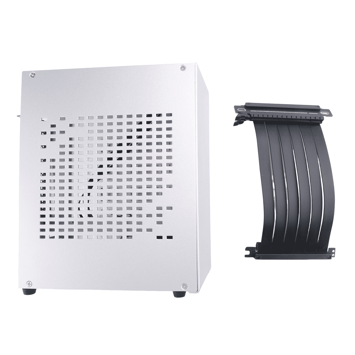 A07 Mini ITX Computer Case Chassis HTPC Host Case USB3.0 ITX Enclosure with Graphics Card Extension Cable(B),1 * Mini ITX case 1 * Extension Cable,silver