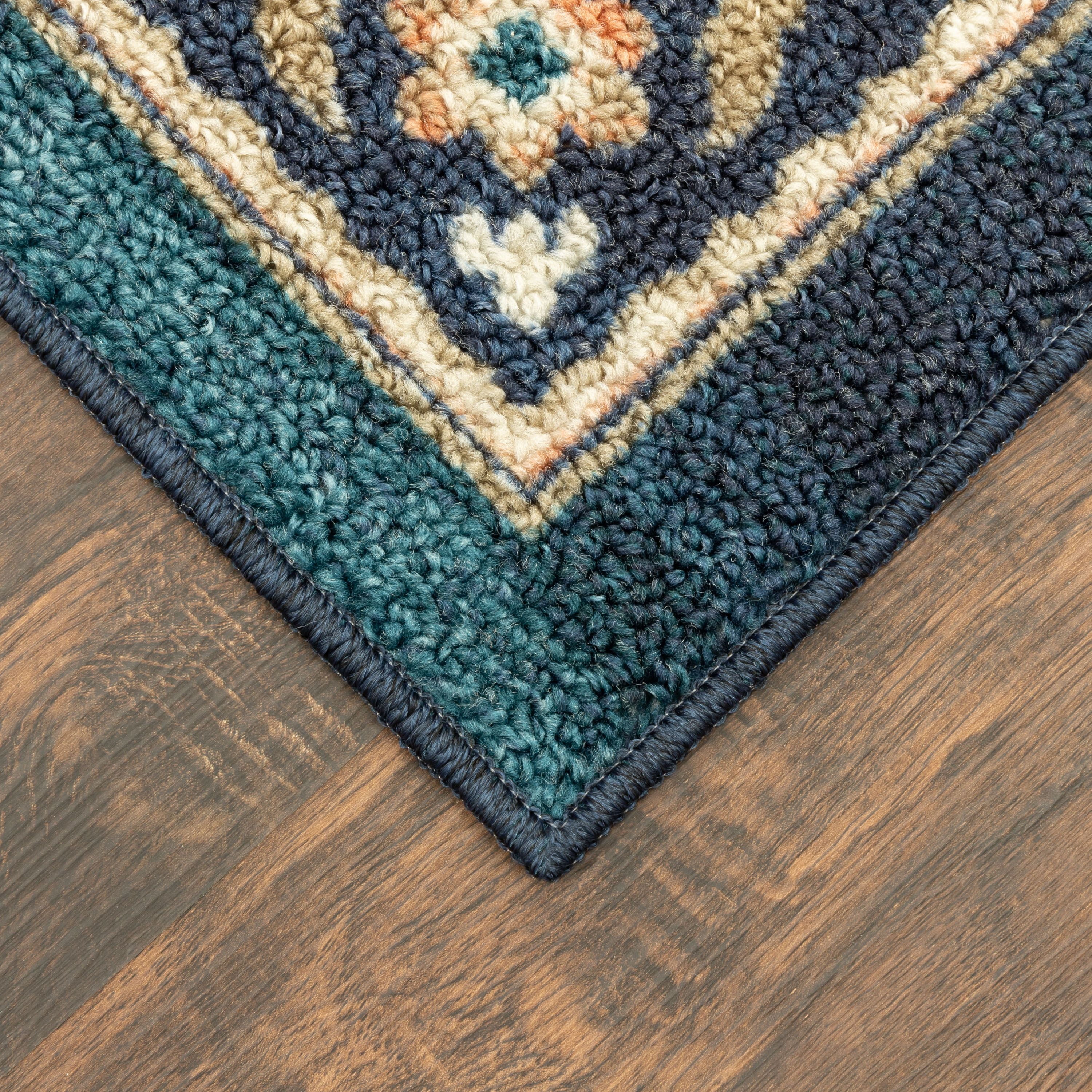 (4 pack) Mainstays Traditional Persian Teal Medallion Indoor Hallway Runner Rug, 1'8"x5'