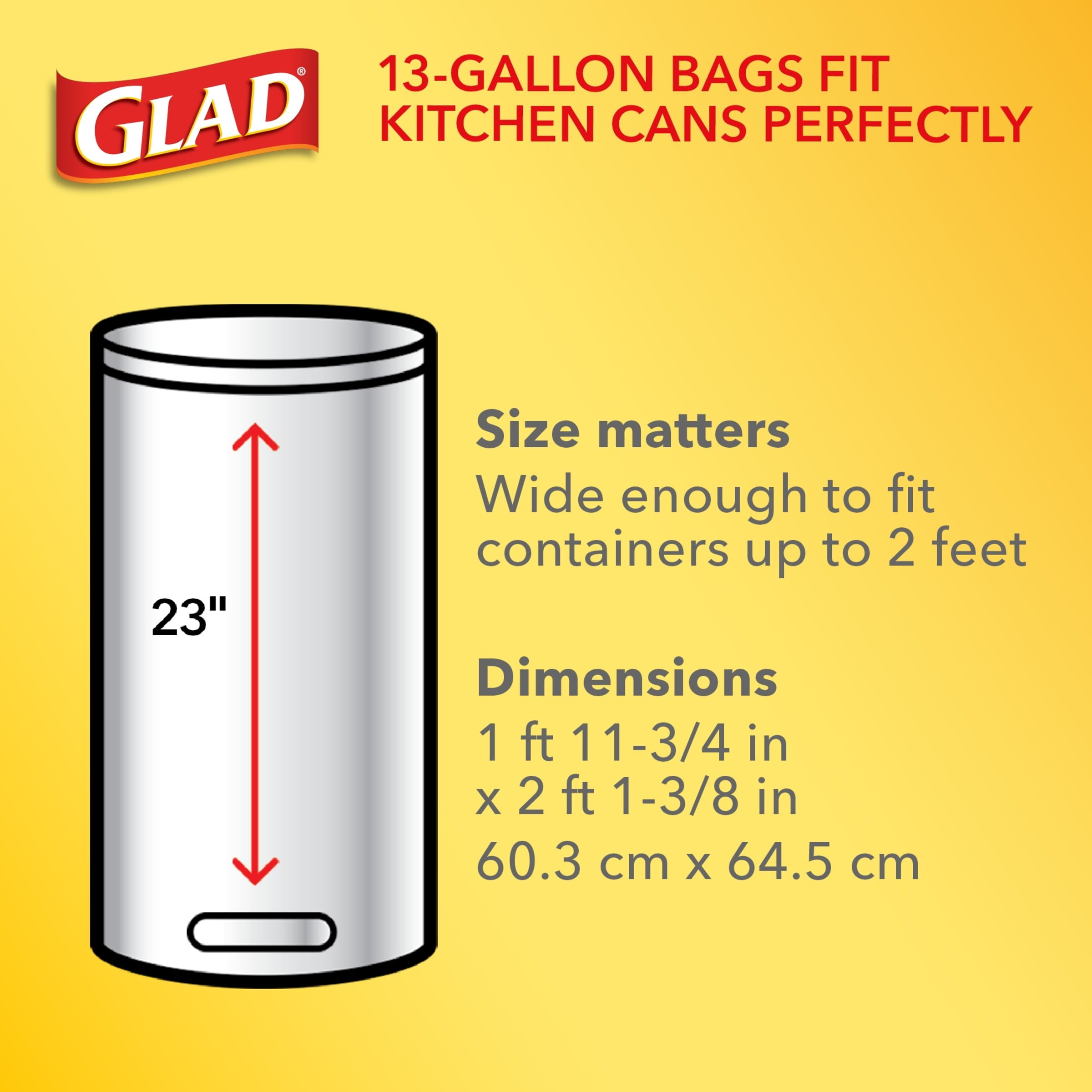 Glad ForceFlex 13 Gallon Drawstring Tall Kitchen Trash Bags, 80 Bags