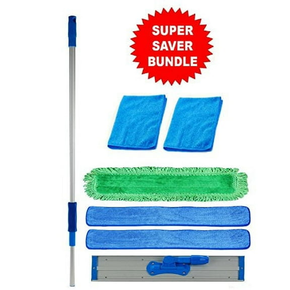 36 inch Professional Commercial Microfiber Mop With Three 36 inch Microfiber Mop Pads and 2 Bonus Microfiber Towels
