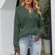 thumbnail image 5 of Suéter Jersey informal para mujer, cuello redondo, botones, ajuste holgado, traje diario elegante de gran tamaño Ygjytge ejercito verde T L para Mujer, 5 of 9