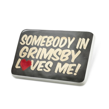 Porcelein Pin Somebody in Grimsby Loves me, England Lapel Badge – NEONBLOND