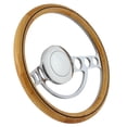 thumbnail image 1 of 49-56 Ford - Most Models 14 Inch Polished (9 Hole) Classic Steering Wheel Oak Wood With Burn Half Wrap, 1 of 3