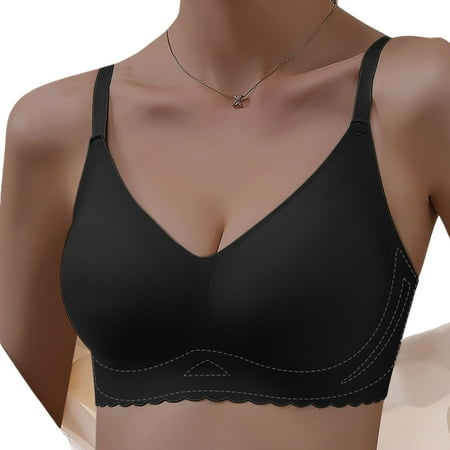 Mrat Open Back Sports Bra Women s Underarm-Smoothing Bra Seamless Stretch Wireless Lightly Lined Comfort Bra Breathable Underwear Daily Bra S-311 Black XL