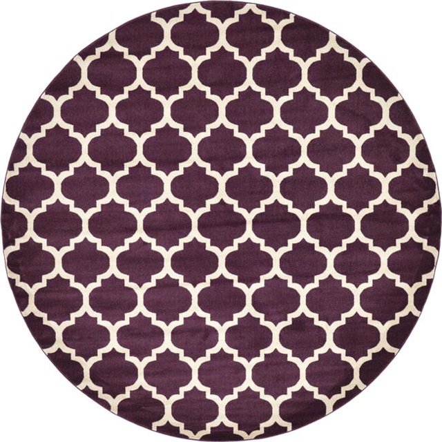 Unique Loom 3128640 10 x 10 Pi Philadelphia Treillis Tapis Rond&44; Violet Foncé