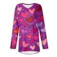 thumbnail image 4 of Hogleaql Womens Valentines Shirt V Neck Soft Long Sleeve Shirts Love Heart Print Trendy Casual Loose Fit Mid-Length Tops Hot Pink M, 4 of 6