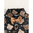 thumbnail image 5 of FEORJGP Toddler Boy Gentleman Outfit Kids Baby 3M 6M 9M 1T 2T 3T Short Sleeves Shirt Lapel Neck T-shirt Bear Print Tops with Bow Tie and Elastic Waistr Infant Cute Cartoon Formal Wear Summer, 5 of 9