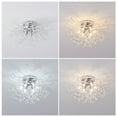 thumbnail image 3 of Anqidi 23.62" Firework Shape Ceiling Light Silver Modern 6 Heads LED Flush Mount Crystal Chandelier, 3 of 9