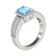 thumbnail image 4 of AoneJewelry 2 Carat Gemstone Emerald Cut Natural Blue Topaz and Diamonds 10K Solid White Gold Ring, 4 of 5