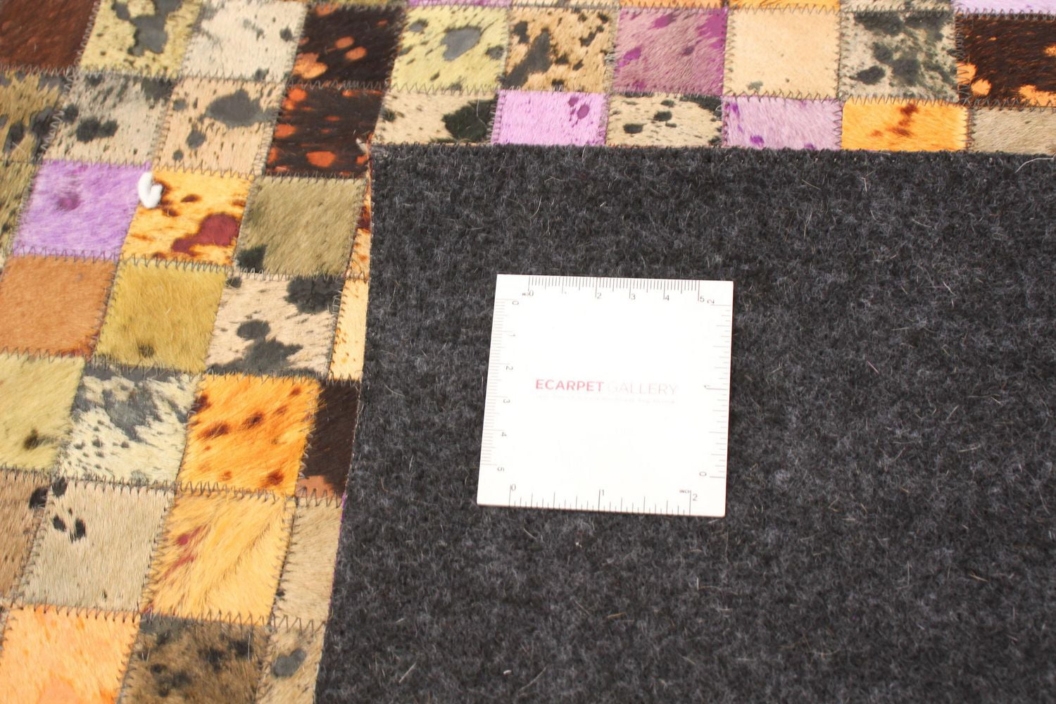 ECARPETGALLERY 5'2" x 8'3" Contemporary Cowhide Patchwork Handmade Area Rug for Living Room, Dining Room and Bedroom in Brown