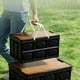 thumbnail image 4 of Organizador plegable de plástico para cajas de almacenamiento para acampada al aire libre con tapa de madera – 43x29x23 cm, blanco o negro, gran capacidad, asas portátiles, contenedor multiusos para, 4 of 6