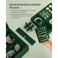 thumbnail image 4 of Caja Joyero, Estuche de Joyas con 2 Capas, con Asa, Bandeja Flexible, 20.5 x 24 x 11 cm, Verde Bosque, 4 of 7
