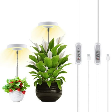 

Small LED Plant Grow Light | Grow Lights for Indoor Plants | Full Spectrum with USB Charger and Auto Timer Height Adjustable Plant Halo Light for Indoor Succulent Plants