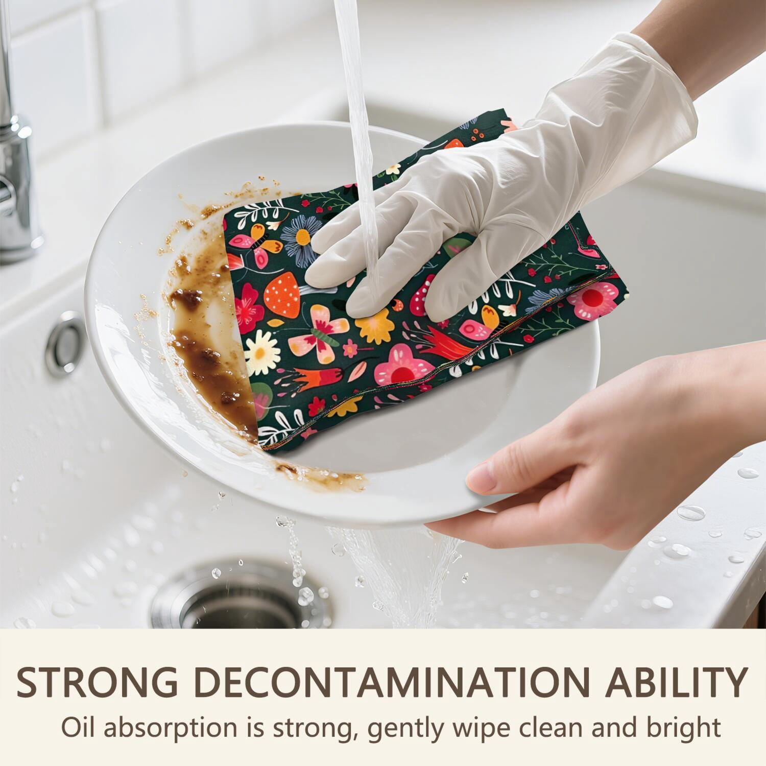 6 Pcs Funny Kitchen Towels,Pioneer Flower Floral Print Pattern Microfiber Dish Towels,Kitchen Tea Towels,Kitchen Towel Set (18" X 26")
