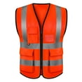 thumbnail image 1 of GOGO 5 Pockets High Visibility Zipper Front Breathable Safety Vest with Reflective Strips, Uniform Vest-neonOrange-L, 1 of 7