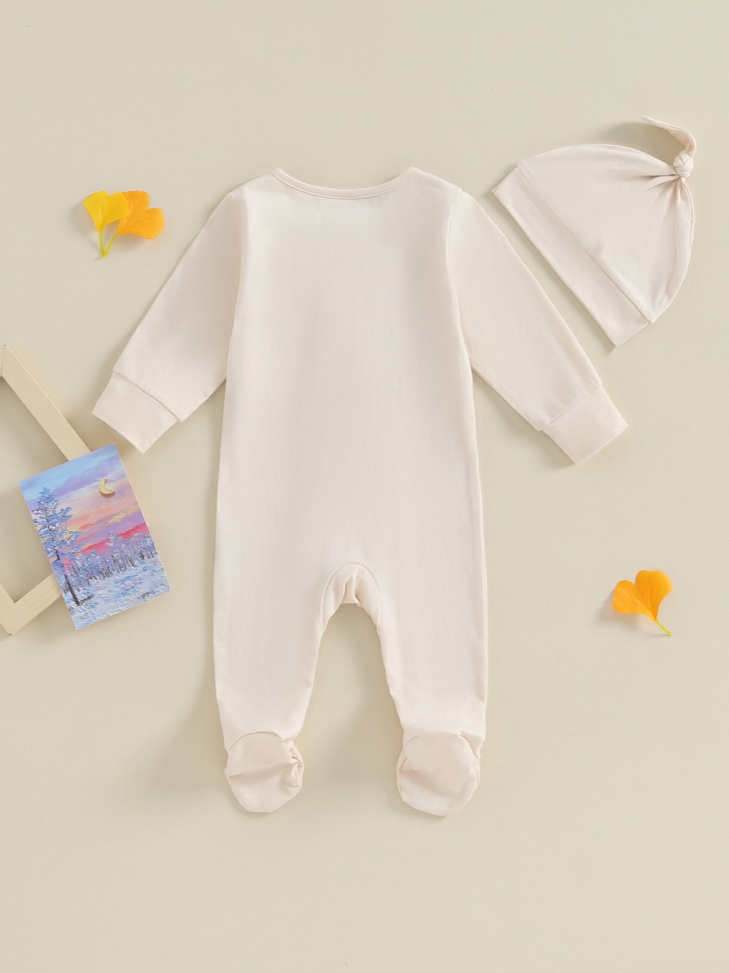 GXFC Preemie Boys Girls Fall Clothes 3M 6M Newborn Boys Long Sleeve Zipper One Piece Jumpsuits Bodysuit with Hat Outfits Autumn Clothing for Infant Boys