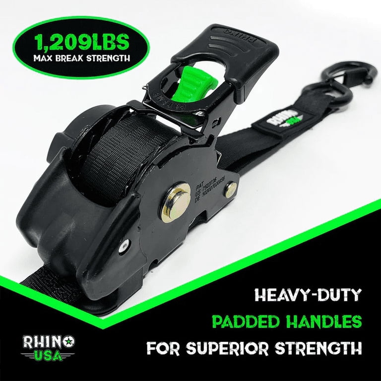 Rhino USA 1in x 10ft Black Retractable Ratchet Straps, 2-Pack photo 4