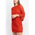 thumbnail image 6 of Emma & Michele Round Neck 3-4 Sleeve Bodycon Illusion Knit Dress-BLACK / L, 6 of 8