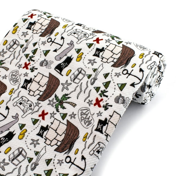 Ahoy Matey Pirates Liverpool Bullet Fabric Textured Knit Jersey 1 Yard