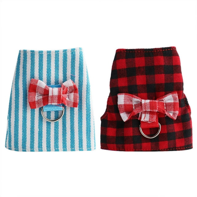 Animals Chest Strap, Strap Animals Traction Rope, 3 Sizes Red Grid + Blue Stripes 2 Pieces Small Animals Traction Rope Chest Strap For Pet Cat