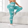 thumbnail image 2 of Tie Dye Hidden Scrunch Leggings for Women Tummy Control Butt Lifting Yoga Pants High Waist Compression Workout Tight,S,Green, 2 of 7