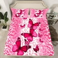 thumbnail image 2 of jejeloiu Pink Kawaii Butterflies Twin Sheet Sets,Leopard Pattern Twin Fitted Sheet,Cheetah Print Flat Sheet For Girls Kids,Breathable Home Decor,3-Piece, 2 of 7