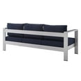 thumbnail image 3 of Modway Shore Sunbrella® Fabric Aluminum Outdoor Patio Sofa in Silver Navy, 3 of 6