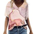 thumbnail image 4 of Patlollav Summer Tops for Women Short Sleeve Casual Shirts Floral Tee Trendy 2025 Basics V Neck Tshirts, 4 of 6