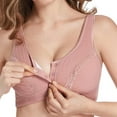 thumbnail image 3 of 3 Pack Everyday Sleep Bras - Nature Cotton Soft Cup Wireless Front Snap Close Bras with Removable Pads of Women Plus Size, 3 of 6